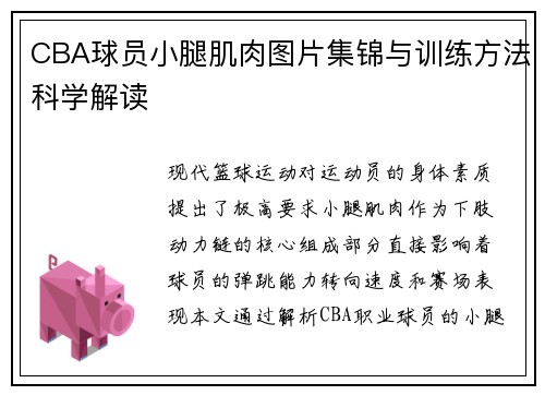 CBA球员小腿肌肉图片集锦与训练方法科学解读